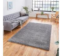 Think Rugs Sierra Pebble Grey Rectangle 080 x 150cm Polypropylene Plain Shaggy 9000, Brown