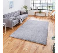 Think Rugs Sierra Grey Rectangle 160 x 220cm Polypropylene Plain Shaggy 9000, Grey