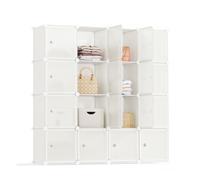 Grey Plastic Cube Storage Organiser with Doors, Cream White