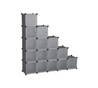 Grey Plastic Cube Storage Organiser with Doors, Grey
