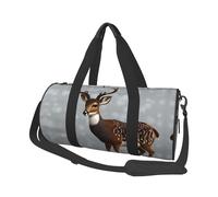 Grey plum deer Canvas travel bag, large capacity, can be carried on the shoulder