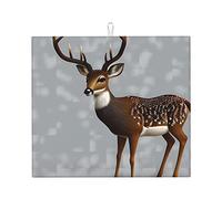 Grey Plum Deer Drying Mat For Kitchen. Water-Absorbent, Quick-Drying, Non-Slip, Suitable For Tableware, Easy To Store And Clean.