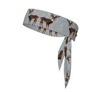 Grey Plum Deer Patterned Sports Headscarf Unisex Sweat-Absorbing Headband for Tennis, Volleyball, Jogging, Yoga