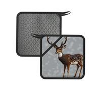 Grey plum deer Printed Square Silicone Hot Mat (7.1 inches) - Suitable for Frying Pans, Ovens, Grills, Kitchen Tables
