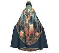 Grey plum deer Unisex Adults Hooded Cloak Cape - Black & White Hooded Cloaks for Halloween Cosplay Costumes