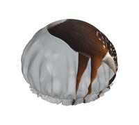 Grey plum deer Women's shower cap, waterproof, reusable, with washable elastic cord, suitable for long hair and braids, ideal for showering.