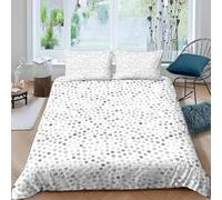 Grey Polka Dot Single Duvet Cover Set 3D Printed Modern Minimalist Bedding Set Ultra Soft Microfiber Quilt Cover 135x200 cm for Single Bed with 2 Pillowcases with Zipper A/704