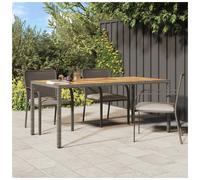 Grey Poly Rattan Patio Table 190 x 90 x 75 cm Solid Acacia Wood Top, Steel Frame