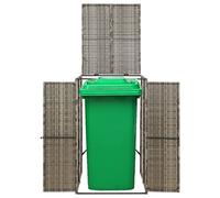 Grey Poly Rattan Wheelie Bin Box with Powder-Coated Steel Frame 70 x 80 x 117 cm for 1 Bin with Lockable Door and Practical Lid for Garden Patio and Outdoor Use