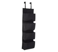 Grey Polyester Over Door Hanging Organiser, 4-Pocket Fabric Storage With Metal Hooks For Easy Mounting, Interiors by Premier Black One Size