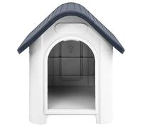Grey Polypropylene Dog Kennel, 59 x 75 x 66 cm, Weatherproof and Insulated with UV-Resistant Roof, Foldable and Washable for Outdoor and Indoor, Ideal as a Puppy House, Sleeping Area, Kennel
