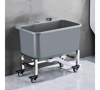 Grey Polypropylene Modern Mop Sink, 60cm x 40cm x 50.5cm, Freestanding, Rectangular, Lift and Turn Drain, Utility Sink