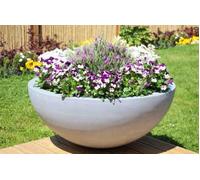 Grey Polystone Lismore Round Indoor Outdoor Garden Planter 90cm Primrose Grey One Size