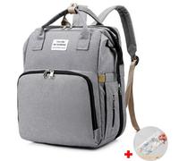 Grey Portable Baby Changing Bag Diaper Bag Large Nappy Backpack With Changing Mat Uk