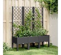 Garden Planter with Trellis PP Raised Bed Outdoor Flower Box Grey