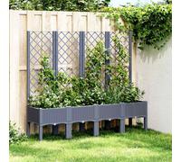 Grey PP Garden Planter with Trellis Raised Bed Outdoor Climbing Flower Box