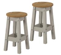 Core Products Corona Grey Low Round Breakfast Stools Pair, Grey