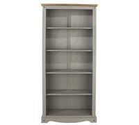 Grey Washed Pine Tall Bookcase with 5 Shelves - Corona Collection