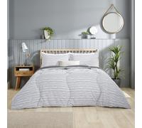 Slumberdown Back to Uni Bed Set - 10.5 Tog Coverless Single Duvet & Pillow Set with Matching Pillowcase, Perfect for University Students - Hypoallergenic, Washable, Grey Striped (135 x 200cm)