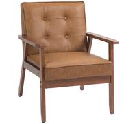 Grey PU Leather Accent Chair with Armrests for Living Room Seating Furniture
