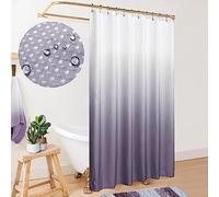 Grey Purple Shower Curtain for Bathroom Ombre Waterproof Liner White and Gray Smoke Purple Bath Decor Textured Fabric Woman Girls Shower Curtain Sets with Hooks Machine Washable 70 x 72 inch Long