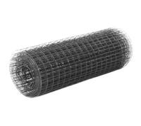 Grey PVC-Coated Galvanized Steel Chicken Wire Fence Mesh 25 x 0.5 m Roll Garden