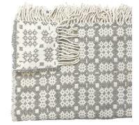 Grey Quarry Welsh Tapestry Woollen Throw. Traditional Carthen Welsh Blanket - Caernarfon pattern. Finished with fringing.
