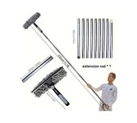 (Grey, r-8) Double-Sided Window Cleaning Tool with Adjustable Telescopic Pole, High-Rise Glass Scraper and Squeegee Combo - Leaves No Streaks