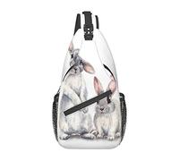 Grey Rabbits Hare Sketch Sling Backpack Chest Crossbody Bag Casual Daypack for Men Women