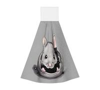Grey rat Coral fleece hand towel, super absorbent hanging kitchen towel, children's adult bathroom kitchen hanging hand towel