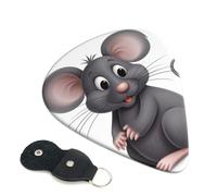 Grey Rat Guitar Picks 6 Pack with Leather Guitar Pick Holder Keychain, Plectrum Key Fob Cases Bag, Abstract Art Plectrum for Acoustic Electric Guitar, Ukulele 0.96mm