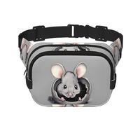 Grey rat Pattern trendy fashionable waist bag, unisex travel sports messenger bag