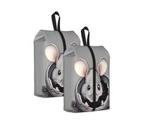 Grey Rat Water Resistant Travel Shoe Bag with Handle for Suitcase Sneakers Boots Gym 2PCS