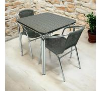 Grey Rattan Bistro Furniture Sets Square Aluminium Table & 2 Chairs Be Furniture