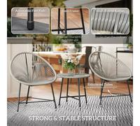 Grey Rattan Bistro Set with Acapulco Chairs & Glass Table for Outdoors Wyld and Coco Grey 1 Pack