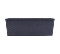 Grey Rattan-Effect Rectangular Planter Box | Plastic Pot for Indoor & Outdoor Use on Balconies, Patios, Gardens | Lightweight Plant Container for Growing Herbs, Flowers, and Greens (Pack of 1)
