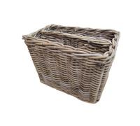 Grey Rattan Magazine Rack Storage Basket