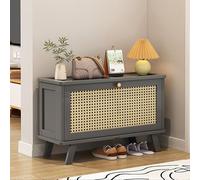 Grey Rattan Shoe Cabinet Double Layer Sto Adjustable Tiers Open Bottom Design Entryway Shoe Sizes: 25x49x67cm 25x81x67cm 25x113x67cm