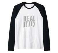 Grey Real Talk Monochrome Color Graphic Raglan Baseball Tee