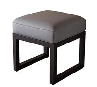 Grey Rectangle Ottoman Stool PU Leather Vanity Chair with Metal Frame Max Load 440lbs Stylish Seating for Living Room Entryway Office & Bedroom