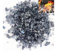 Grey Reflective Fire Glass 1kg - Tempered For Fire Pits, Gas Fires And Ethanol Burners. Art and Crafts Sparkling Heat Resistant Glass by Firebrand Direct