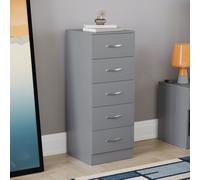 (Grey) Riano 5 Drawer Narrow Chest Bedroom Storage Unit