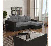 (Grey, Right Corner) Scotia Fabric Ottoman Storage Corner Sofa Bed