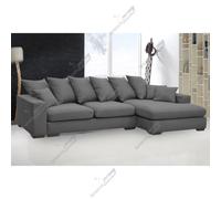 (Grey, Right Hand Facing) SnoozeOnline Plush Chaise Lounge Corner Sofa with Scatter Cushions Left/Right Hand Facing with Modern Design Durable Legs Soft Cushioning
