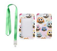 Grey Robin Birds ID Badge Holder with Green Lanyard, Identity Card Holder, Vertical ID Cards Protector for Women, Vertical Name Badges Protector for Staff, Nurse Essentials Work Nurse Accessories Work