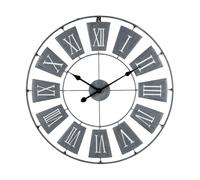 Striking Design Metal Wall Clock Roman Numerals, Grey - 70 x 3 cm