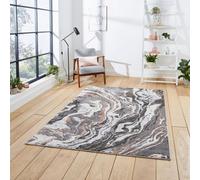 Think Rugs Apollo Grey/Rose Rectangle 160 x 220cm Polypropylene Modern Abstract GR584, Grey