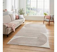 Grey Rose Abstract Modern Striped Rug Easy To Clean Dining Room-120Cm X 170Cm