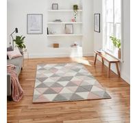 Grey Rose Geometric Modern Easy To Clean Rug For Dining Room-120Cm X 170Cm