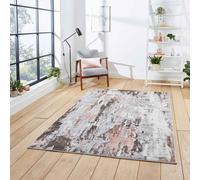 Grey Rose Abstract Modern Machine Made Easy To Clean Rug For Living Room Bedroom And Dining Room-160Cm X 220Cm